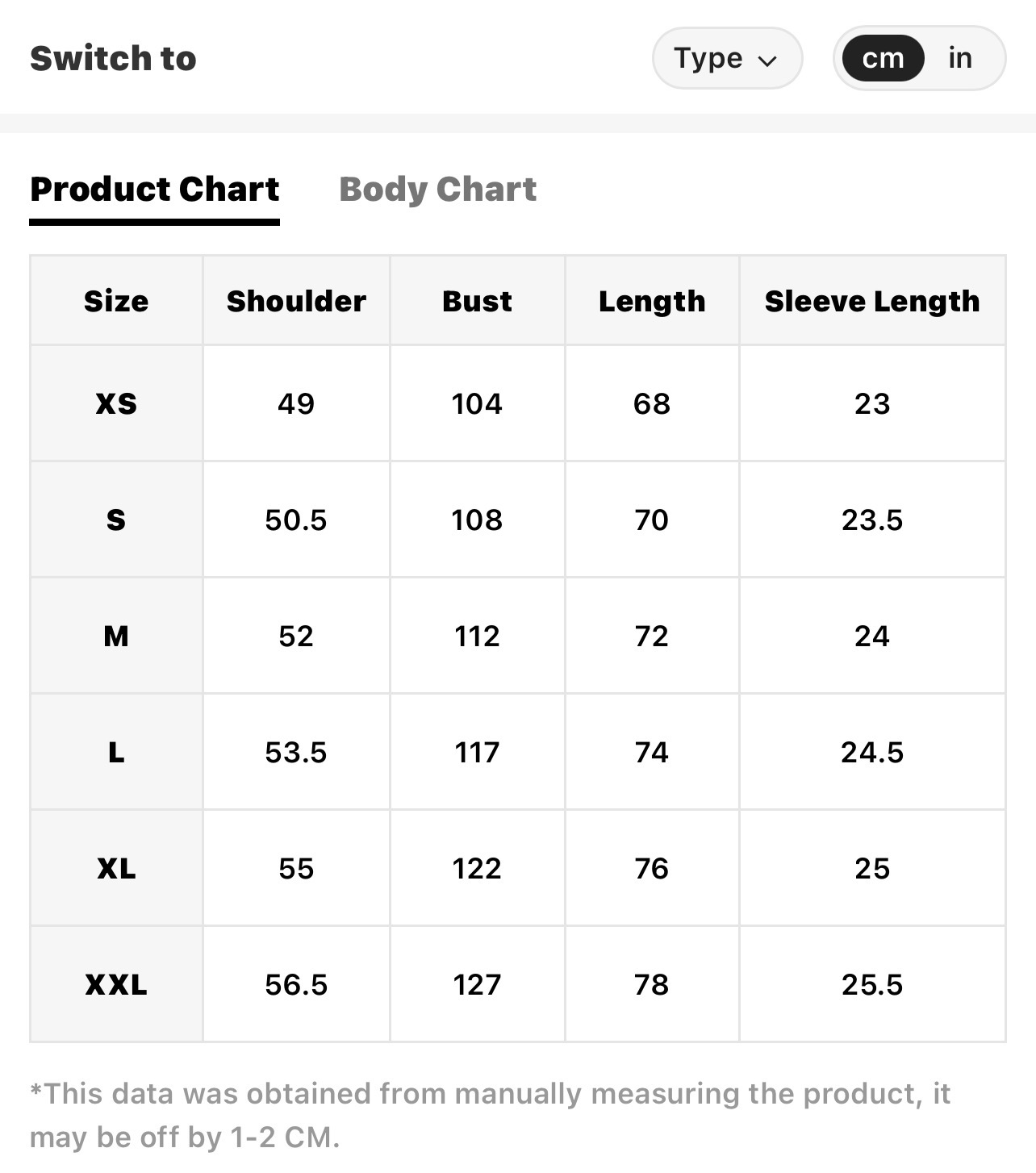 Size Chart